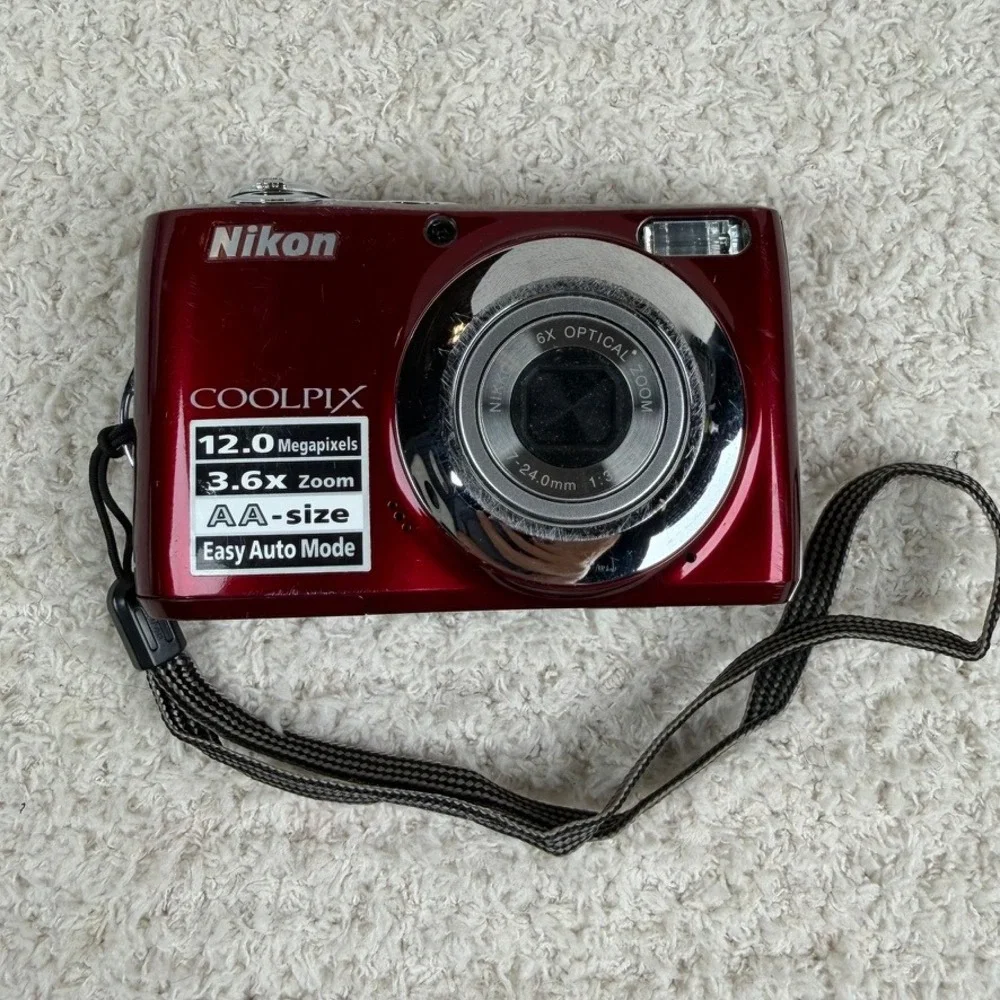 Nikon Coolpix L22 12.0MP Digital Camera Red Bundle with Box Case SD Card Works